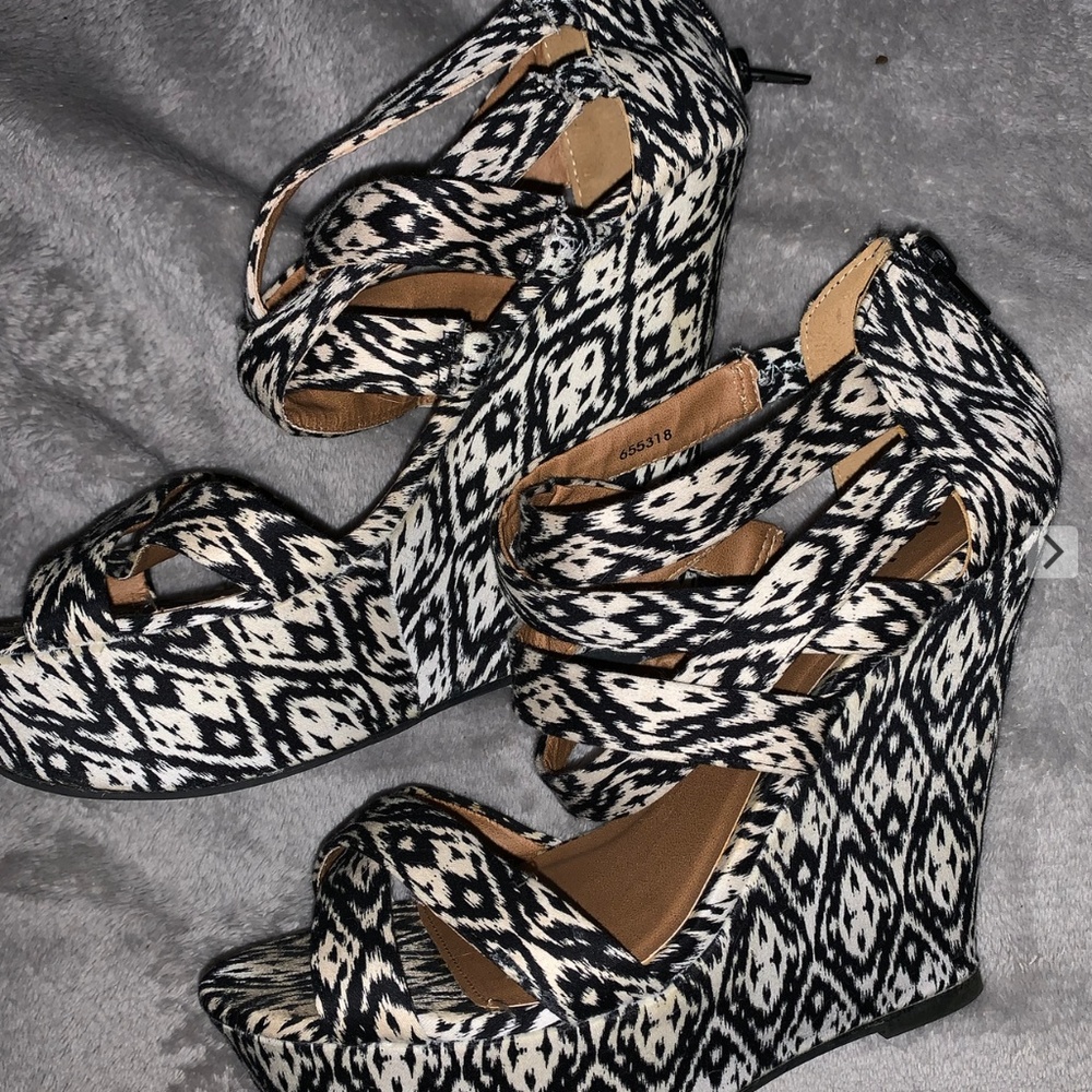 black and white heels